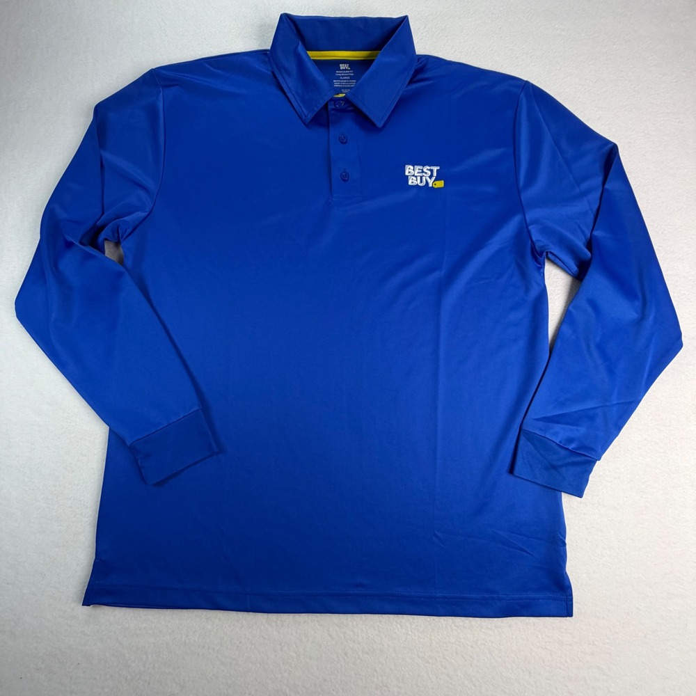 Best Buy Employee Uniform Long Sleeve Polo Shirt Blue Masculine Fit Size XL NWOT